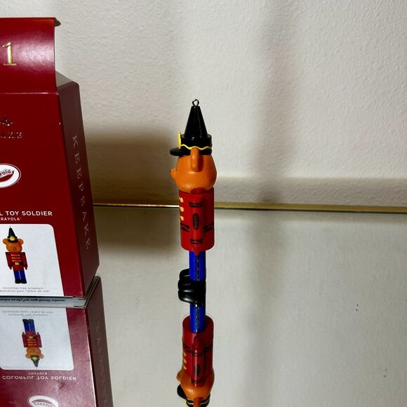 HALLMARK 2021 CRAYOLA CRAYON COLORFUL TOY SOLDIER ORANGE BEAR ORNAMENT RED - Picture 4 of 6